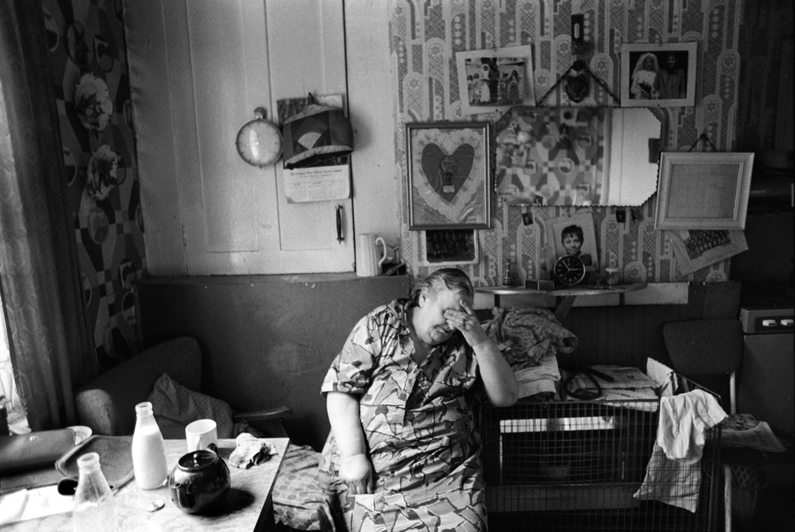 Peabody estate, woman at home, East London, 1975