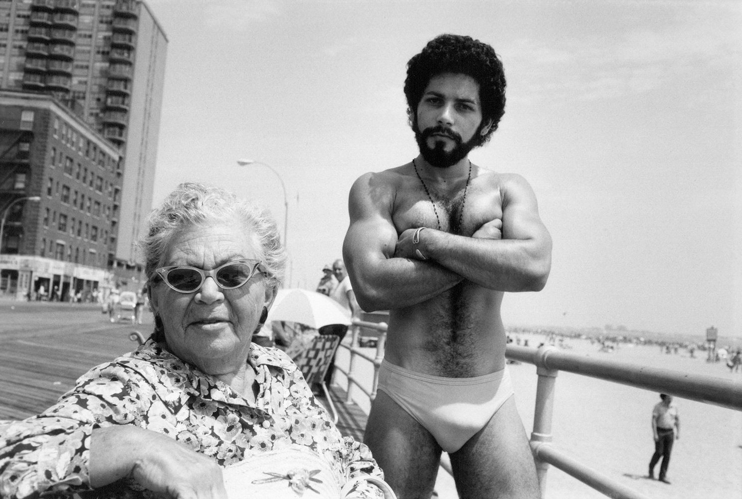 Angel and Woman on Broadwalk in Brighton Beach, New York, 1976