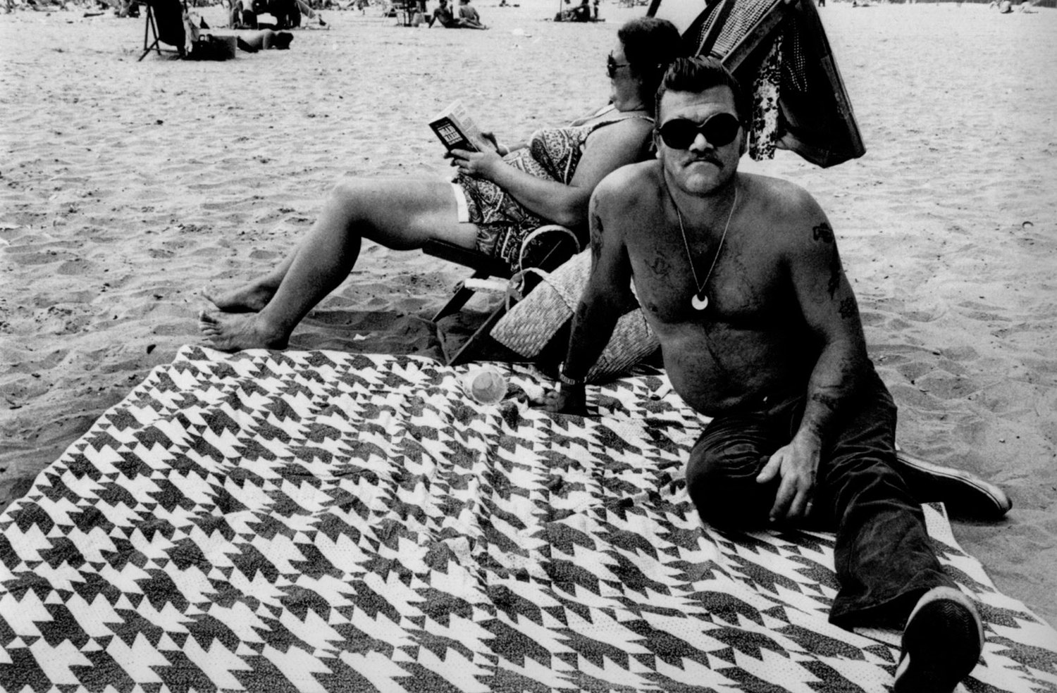 Houndstooth Blanket on Coney Island Beach, New York, 1976