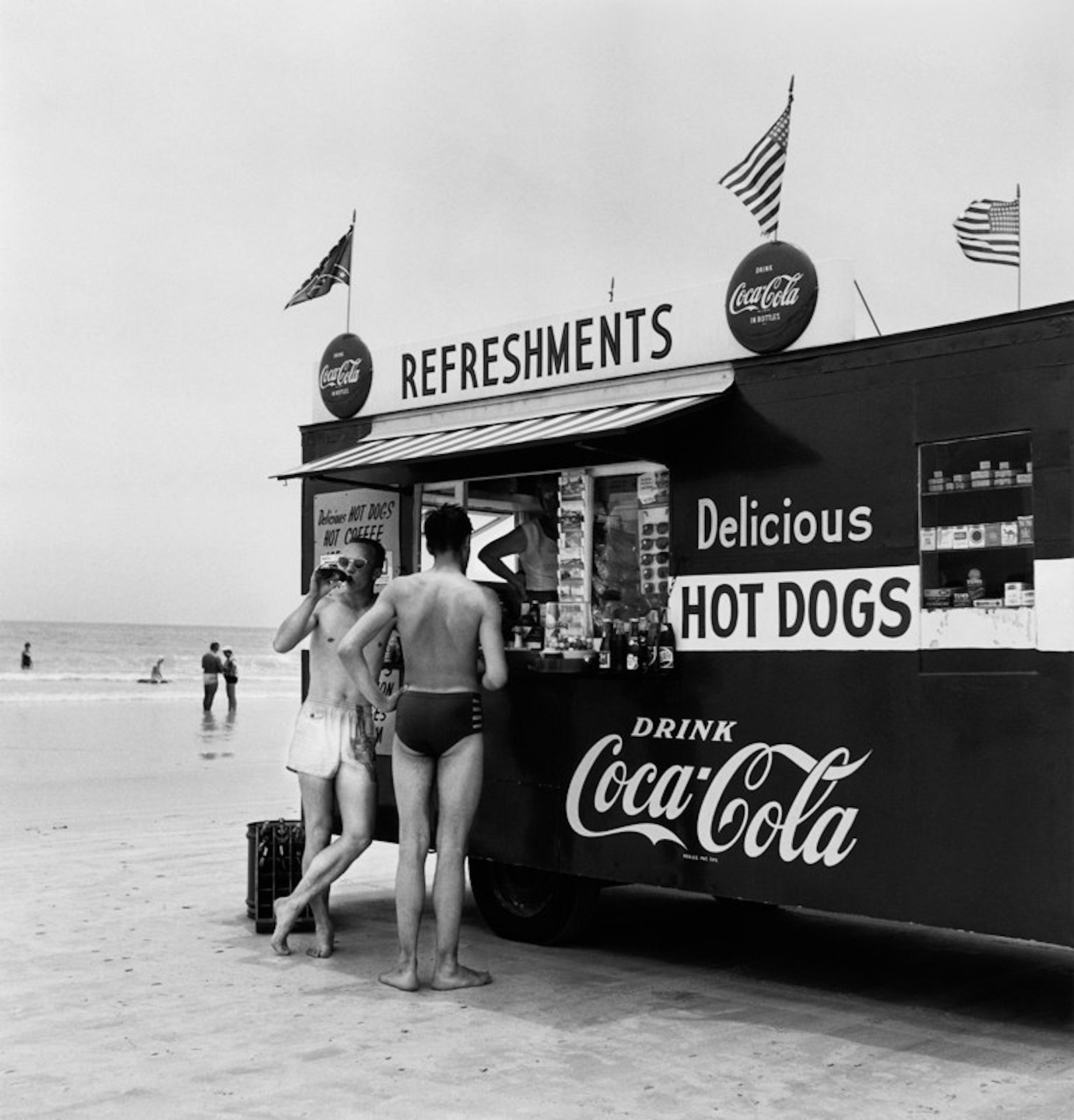Happy's Refreshment Stand with two men, Florida, 1954