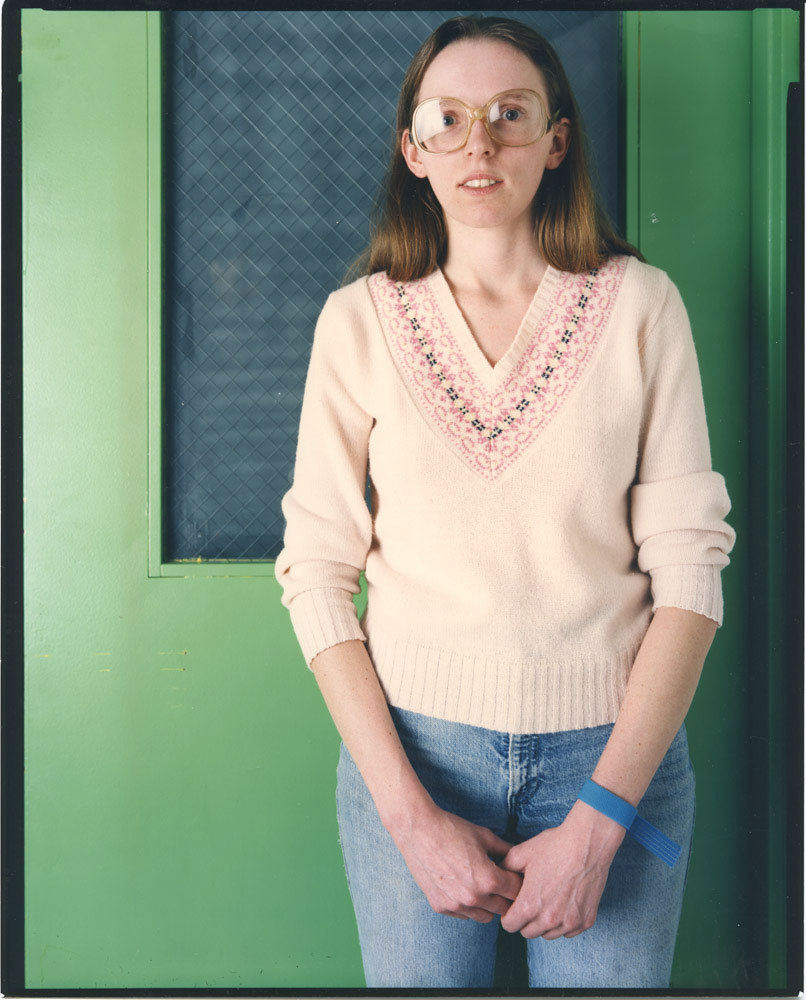 Woman with oversize glasses, Binghamton, NY, 1987