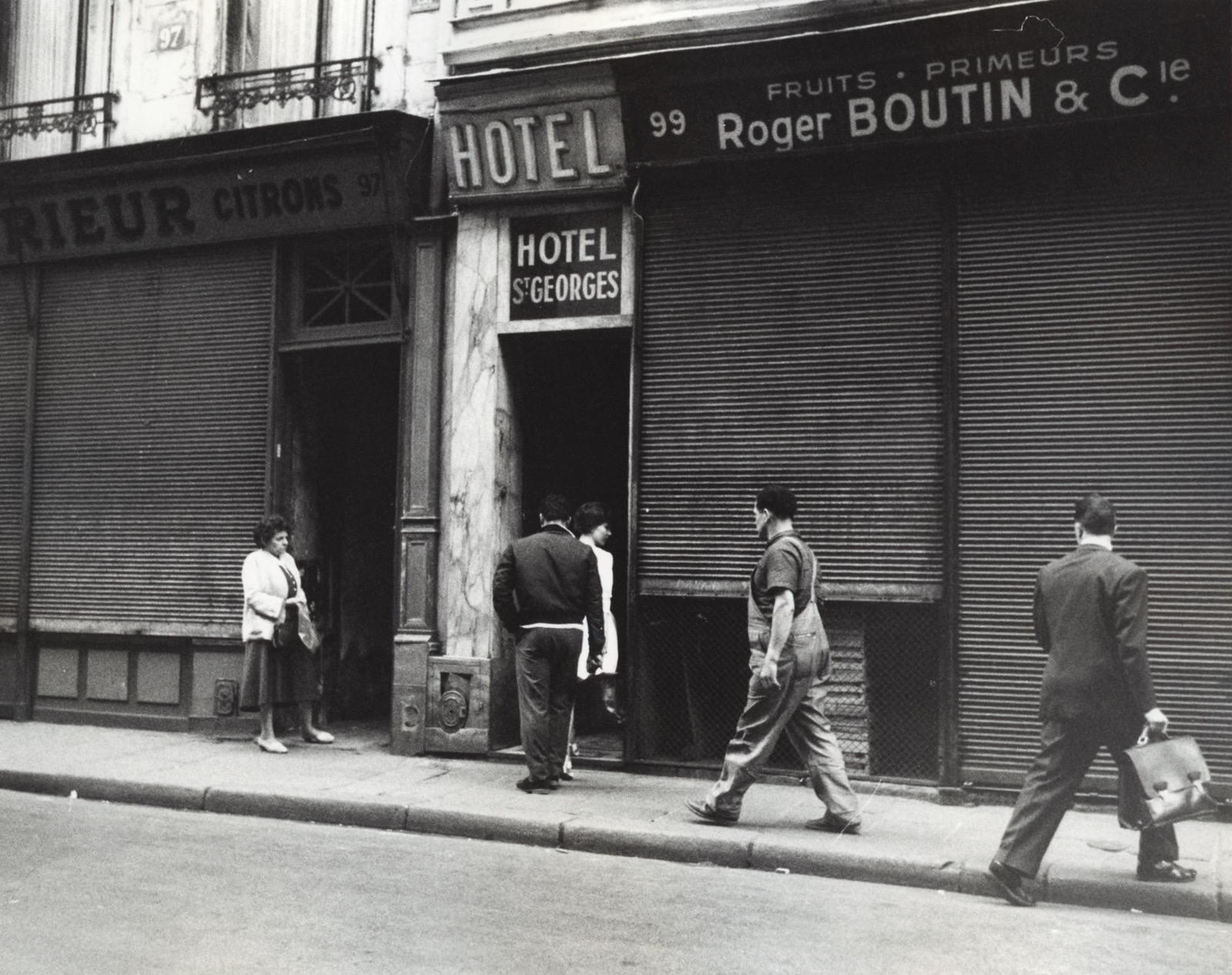 Street Scene in Front of Hotel St. Georges, Prostitution Series, Rue Saint Denis, Paris, 1960