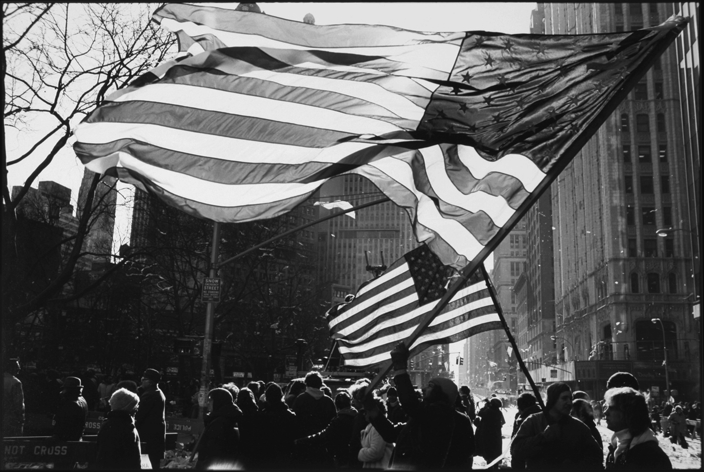 Two Flags, Freed Iranian Hostage Tickertape Parade, New York City, Jan. 20, 1981